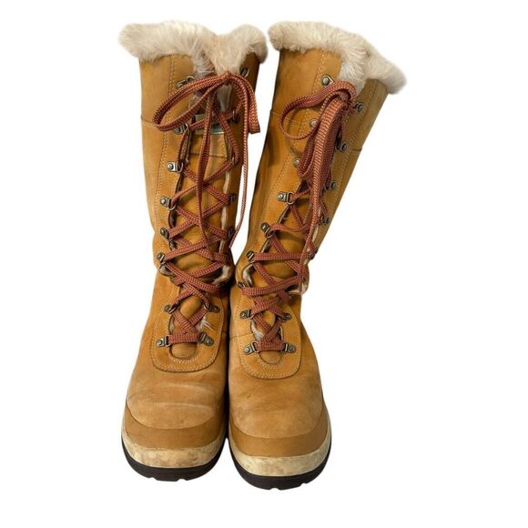 Timberland Shoes - Women's Timberland Wheat Leather Faux Fur 14" Boots Sz 11